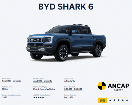 BYD SHARK 6 تحصل على تصنيف 5 نجوم من ANCAB