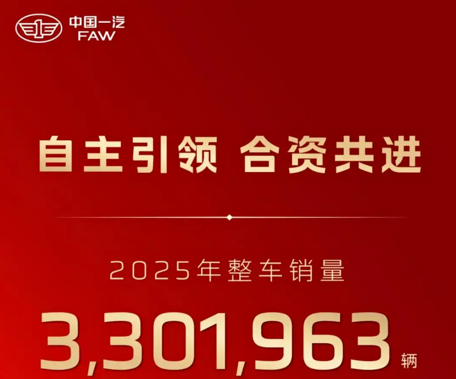 مجموعة FAW في 2025: مبيعات تتجاوز 3.302 مليون سيارة بنمو 3.2%… وتقدم قوي للعلامات المحلية وارتفاع لافت في سيارات الطاقة الجديدة