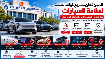 الصين تعلن مشروع قواعد جديدة لسلامة السيارات.. حظر المقابض المخفية بالكامل والشاشات القابلة للطي وتشديد اختبارات الاعتماد بدءًا من 2027